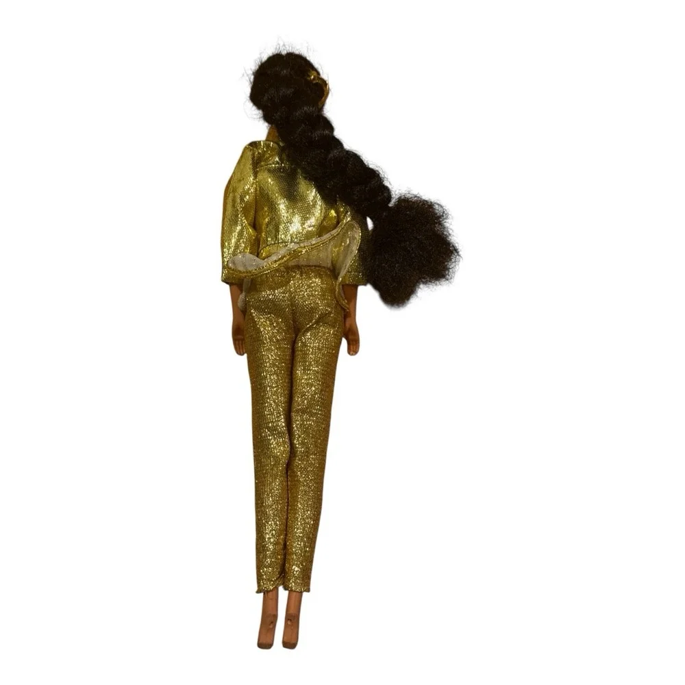 Vintage 1966 Mattel Doll Gold Metallic Jumpsuit Jacket Hong Kong Long Dark Hair